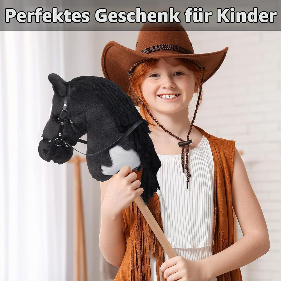 BEJOY Steckenpferd Spielzeug Pferd, Hobby Horse Holzpferd Plüschpferd zum Reiten für Kinder mit Half