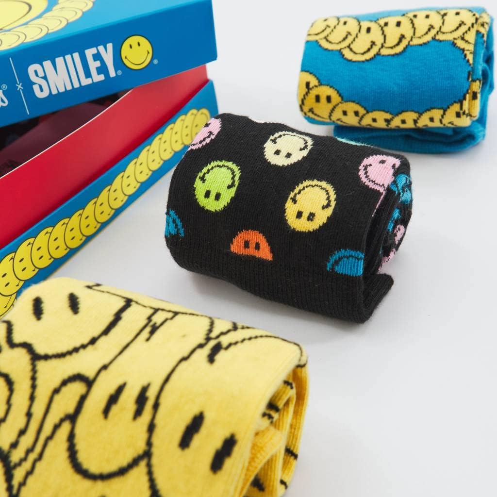 Happy Socks Herren Smiley 3-Pack Gift Set Socken, Multi, M