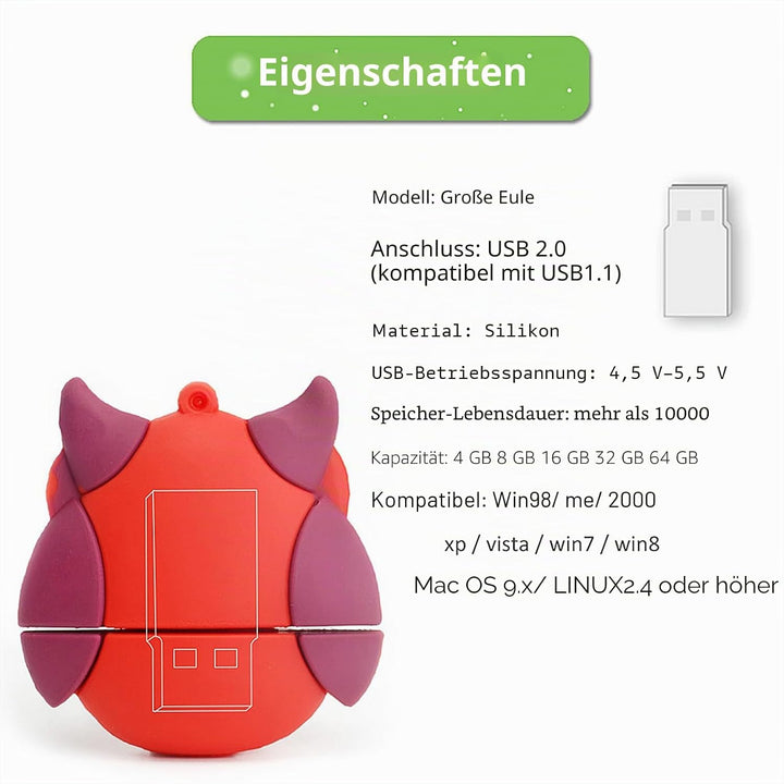 LEIZHAN 16GB*5 USB-Stick Hochgeschwindigkeits-Silikon Memory Stick Cartoon Speicherstick Flash-Speic