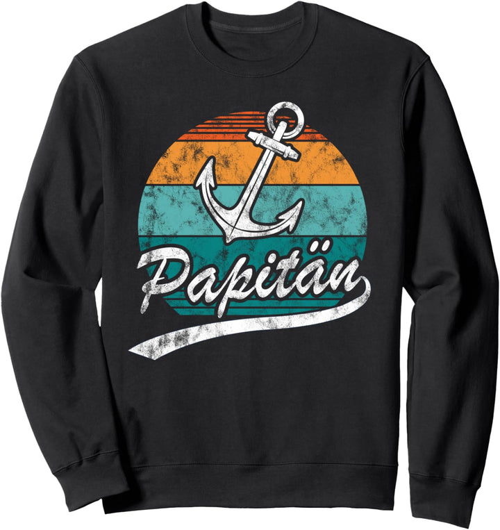 Papitän Papa und Kapitän Lustiges Vater Anker Retro Vintage Sweatshirt