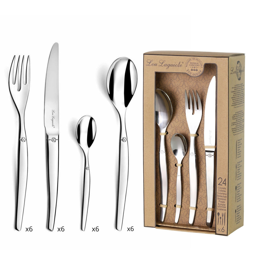 Lou Laguiole Besteckset JET, Tafelbesteck, Besteck Set 4 Personen, Edelstahl poliert, spülmaschinenf