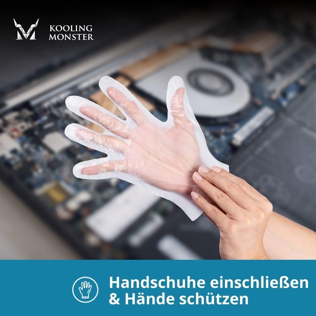 KLEAN-01, Wärmeleitpasten-Entferner (inkl. Handschuhe) 12 x 15 cm, Wärmeleitpasten-Reinigungstücher