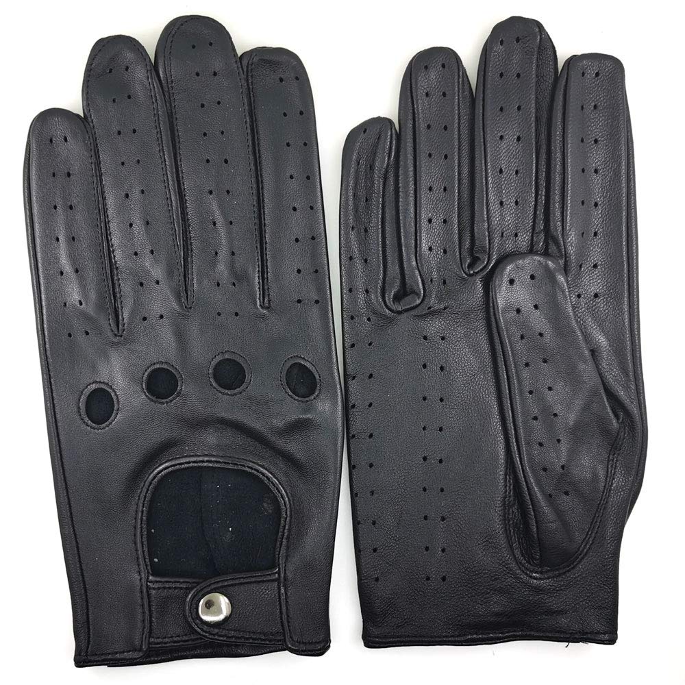 ZLUXURQ Herren Luxus 100% Schaffell Fahrhandschuhe-Weiches hochwertiges Leder Medium(21.6-22.9cm) Sc