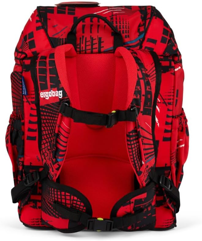 ergobag mini ergonomischer Kinderrucksack, DIN A4, 10 Liter Alarmbärreitschaft - Rot Einheitsgrösse,