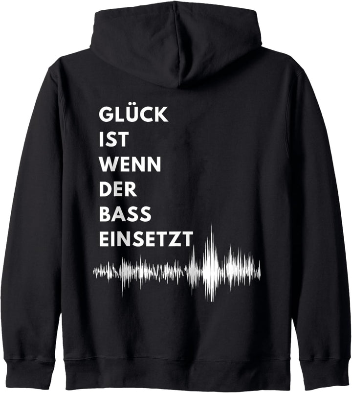 Glück ist wenn der Bass einsetzt zum Rockkonzert feiern Kapuzenjacke