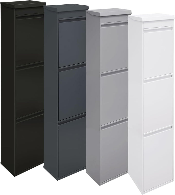 ARREGUI Top CR326-B Mülltrennsystem aus Stahl mit Aufbewahrungsbox mit Deckel | 3 Fächer Mülleimer f