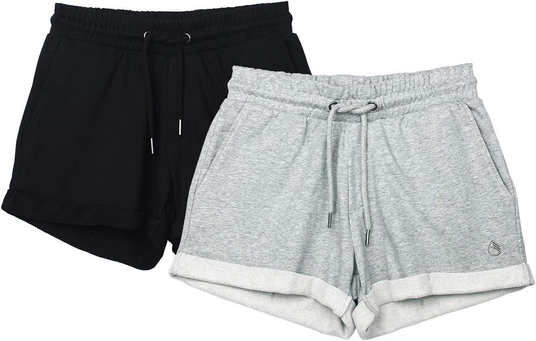 icyzone Damen Sportshorts 2er Pack Kurze Sporthose Atmungsaktive Laufshorts Bequeme Trainingsshorts