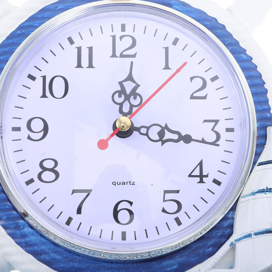 Zerodeko Leise Wanduhr Aus Holz Mit Leuchtturm Und Schiffsrad Für Dekoration Mit Strandthema