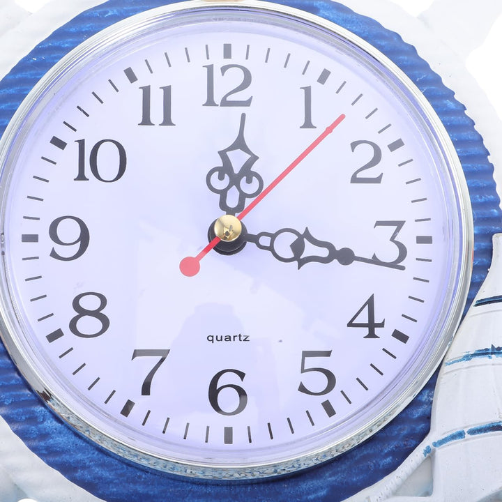 Zerodeko Leise Wanduhr Aus Holz Mit Leuchtturm Und Schiffsrad Für Dekoration Mit Strandthema