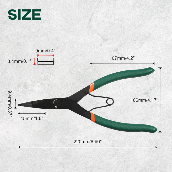 SPEEDWOX Lockringzange für Getriebe, 22,9 cm (9 Zoll), flache Nasen-Haltringzange mit schwarzem Oxid
