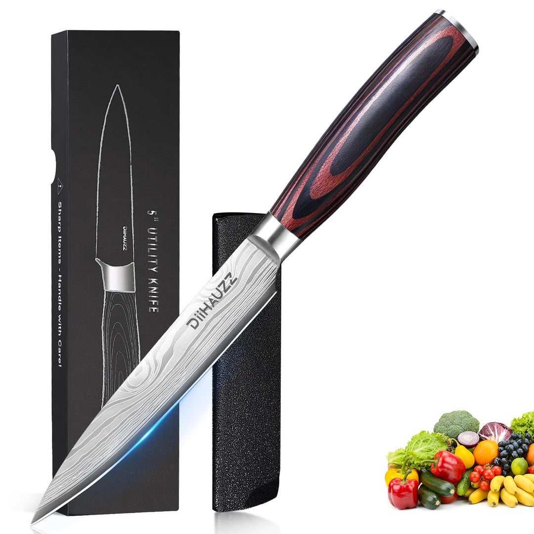 DiiHAUZZ Kochmesser,scharfes Allzweckmesser,13cm Küchenmesser aus 5Cr15MoV 13.0 Zentimeter, 13.0 Zen
