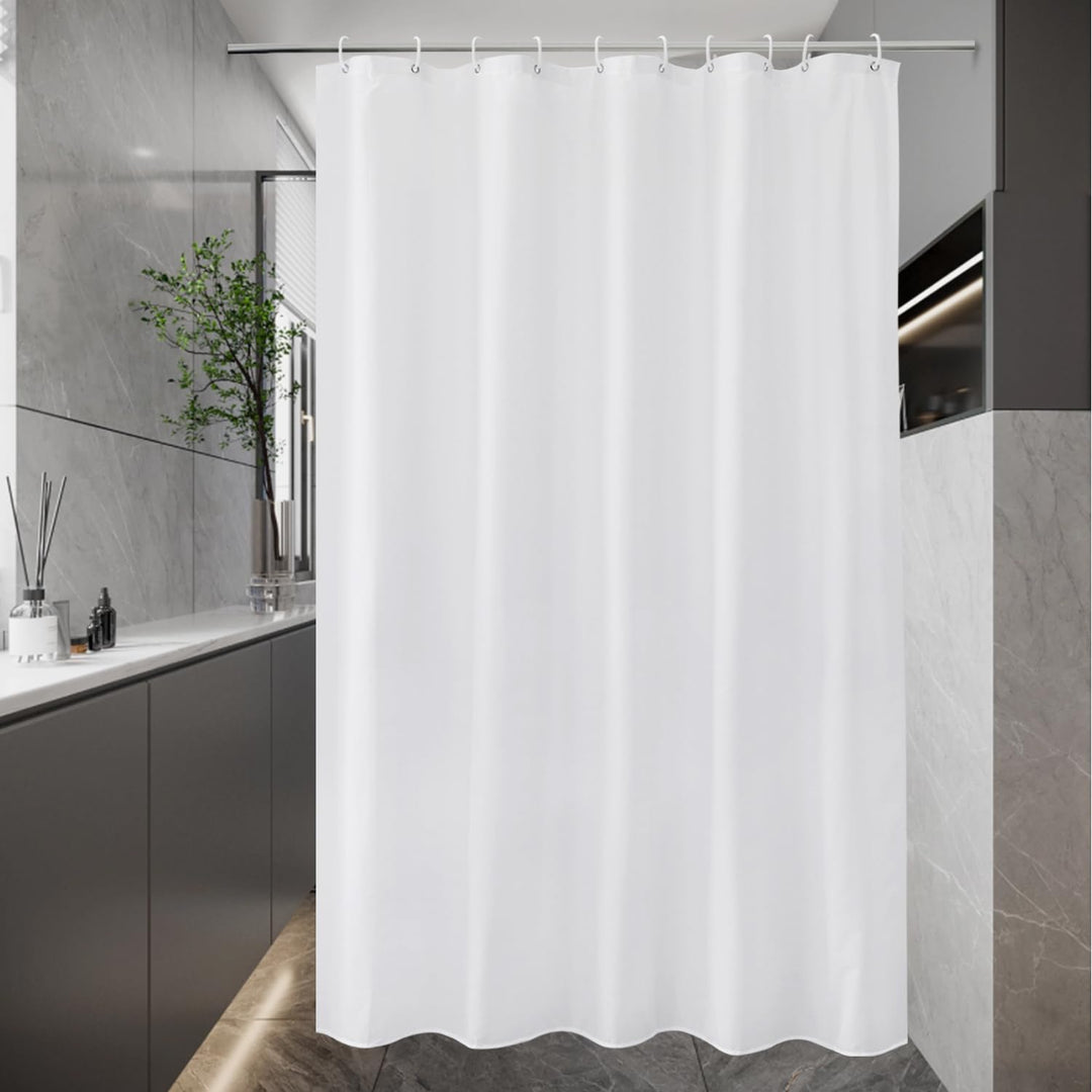 EurCross Weiss Schmal Duschvorhang 150x200 Textil Stoff Anti-Schimmel Badevorhang, Wasserdicht Wasch