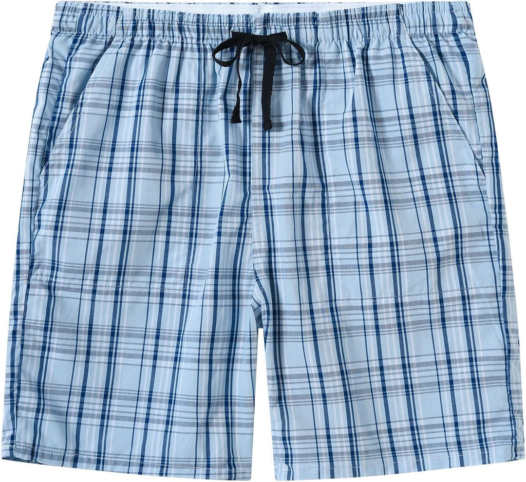 MoFiz Schlafshorts Jungen Baumwolle Kurz Pyjamahose Schlafanzug Karierte Hose Loungewear Nachtwäsche
