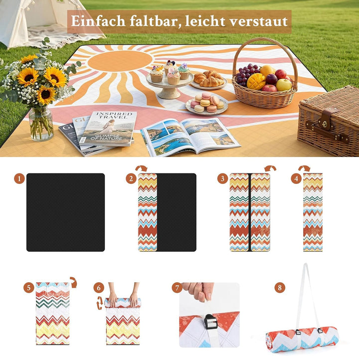 TXBOBECO Picknickdecke 200x200cm XXL, Stranddecke Wasserdicht Sandfrei, Outdoor Camping Decke mit Tr