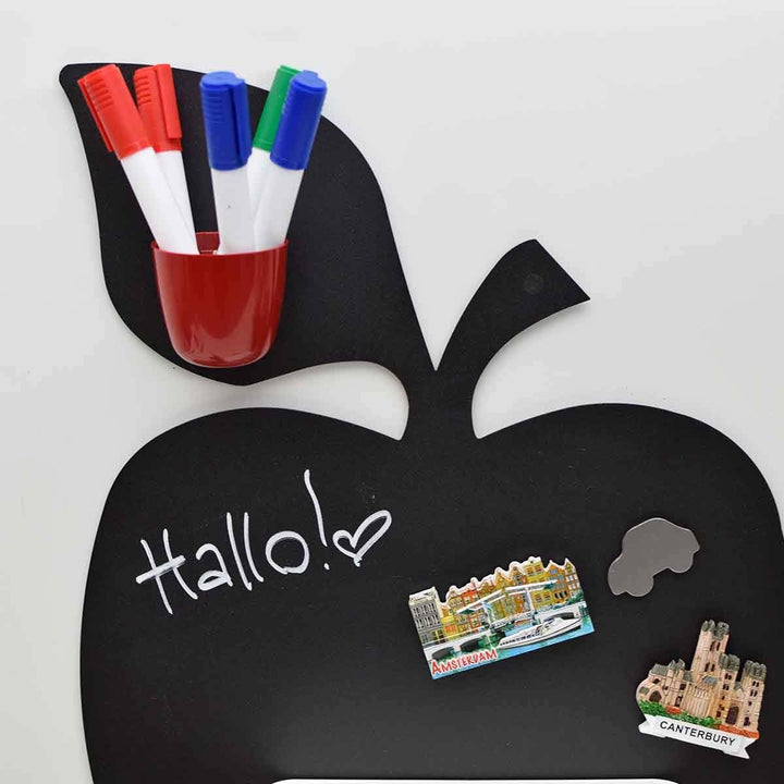 KalaMitica Apfel Design magnetische Kreidetafel aus Stahl, Anthrazit, 56x38x0,12cm, Apfel