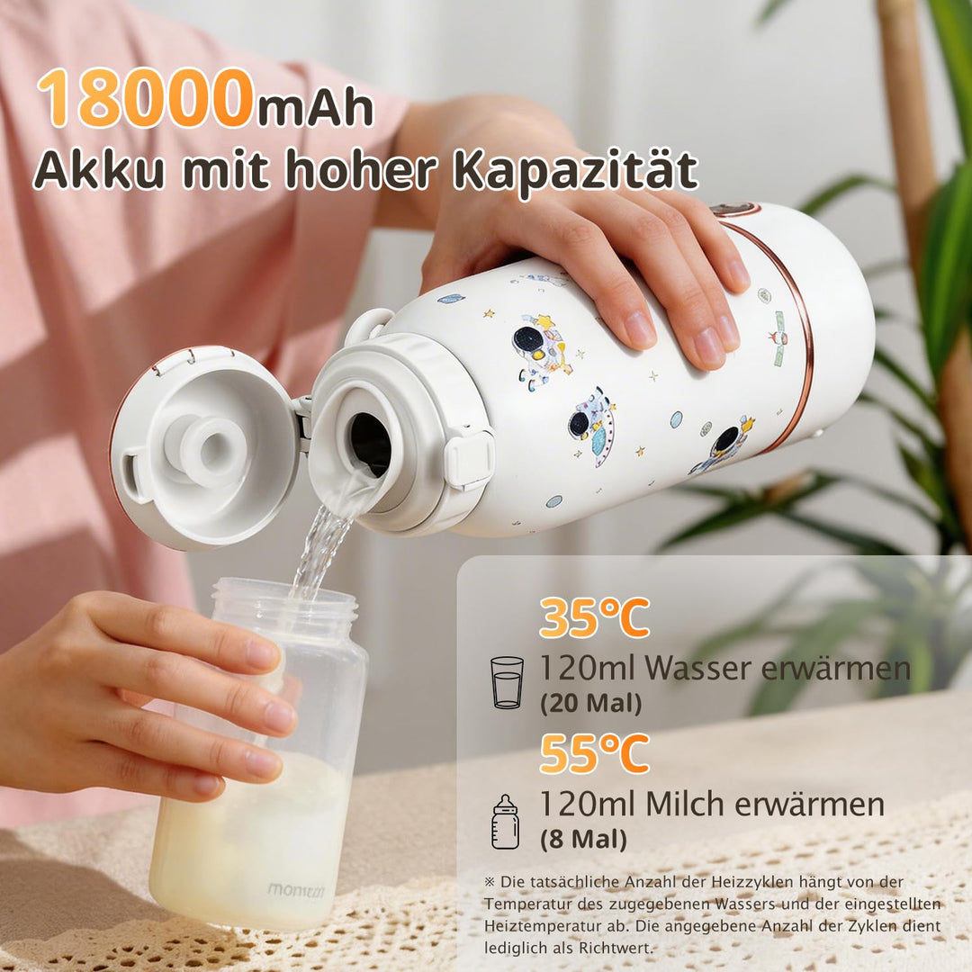 Tragbarer Flaschenwärmer Baby Unterwegs, 500ml, 10 Min Aufheizzeit, Lang anhaltende Wärmespeicherung
