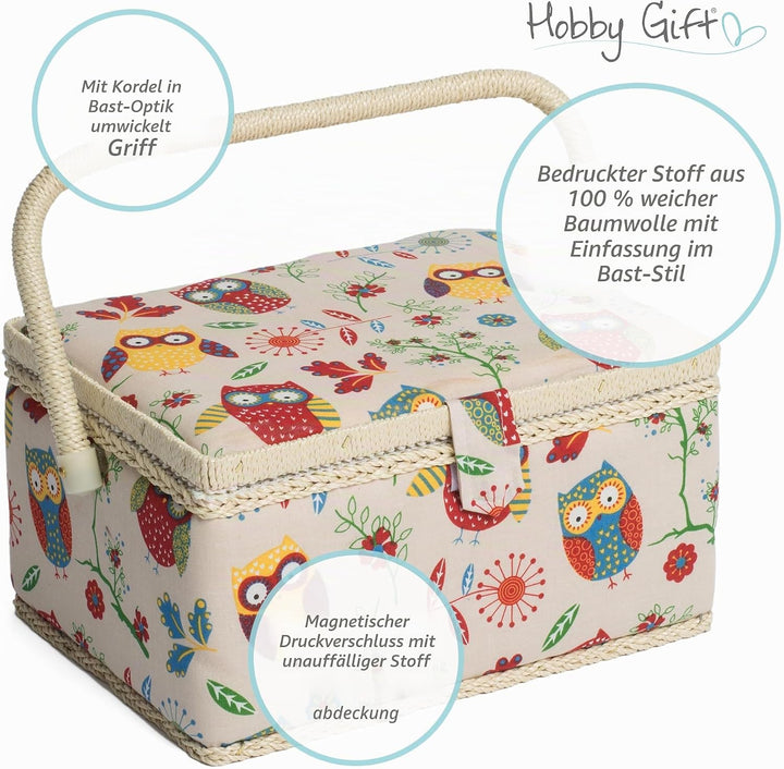Hobby Gift Exclusive Mittelgrosse Nähbox, Bastel-Aufbewahrungsbox, Zubehörablage, Nadelkissen, PVC-G