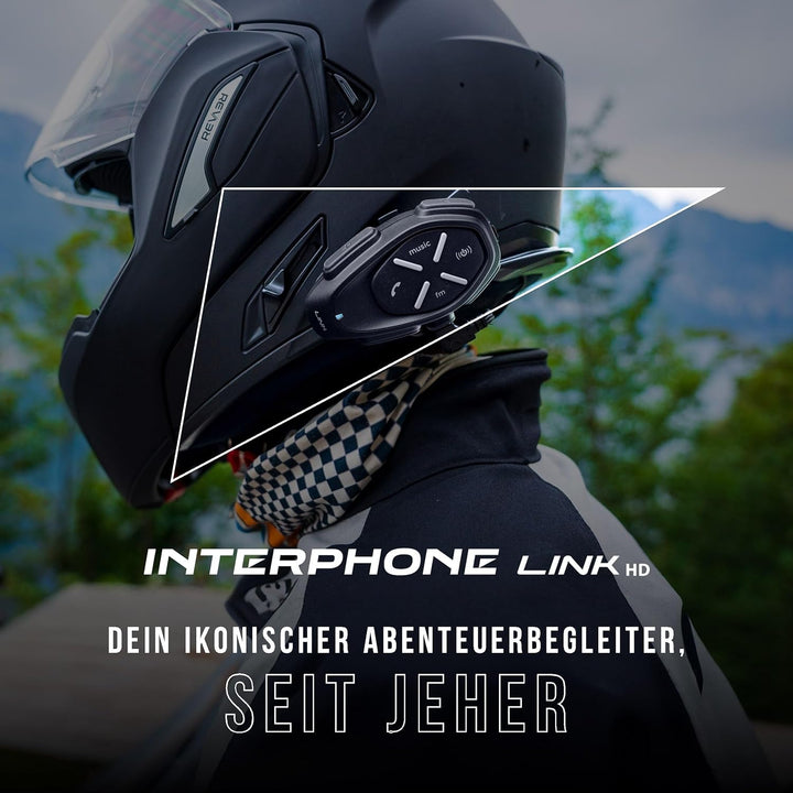 Interphone LINK HD Einzel-Headset – Bluetooth Headset für Motorrad – Motorrad Sprechanlage für 2 Per