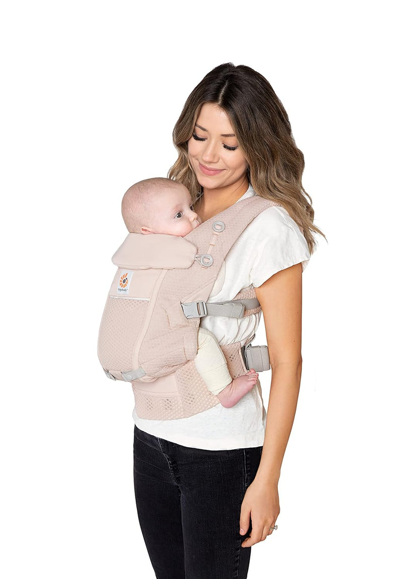 Ergobaby Adapt Babytrage für Neugeborene ab Geburt, 3-Positionen SoftFlex Mesh Ergonomische Babybauc