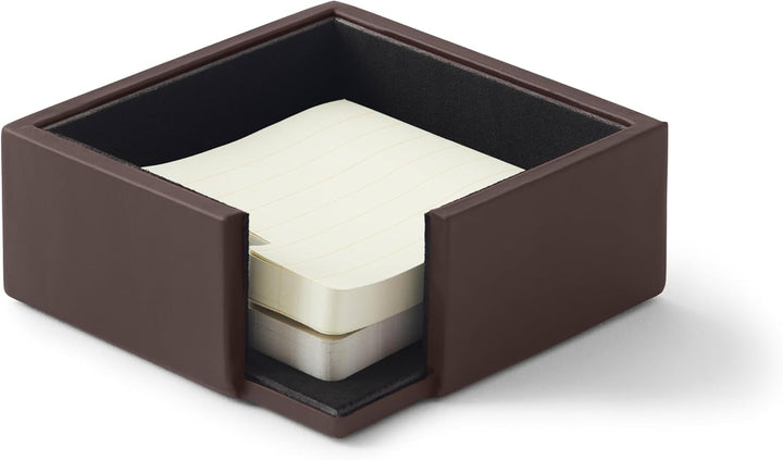 Eglooh - Minerva - Notizzettel Box Leder Dunkel Braun - Zettelbox, Notizklotz, Zettelkasten für Schr