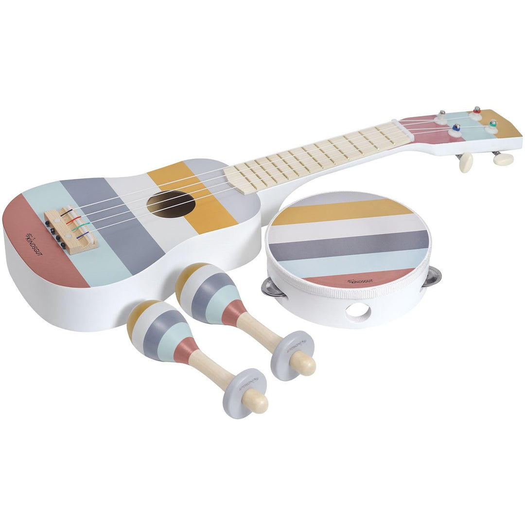 Kindsgut Musikinstrumenten-Set mit Gitarre Rasseln und Tamburin, umweltfreundliches Material, frei v