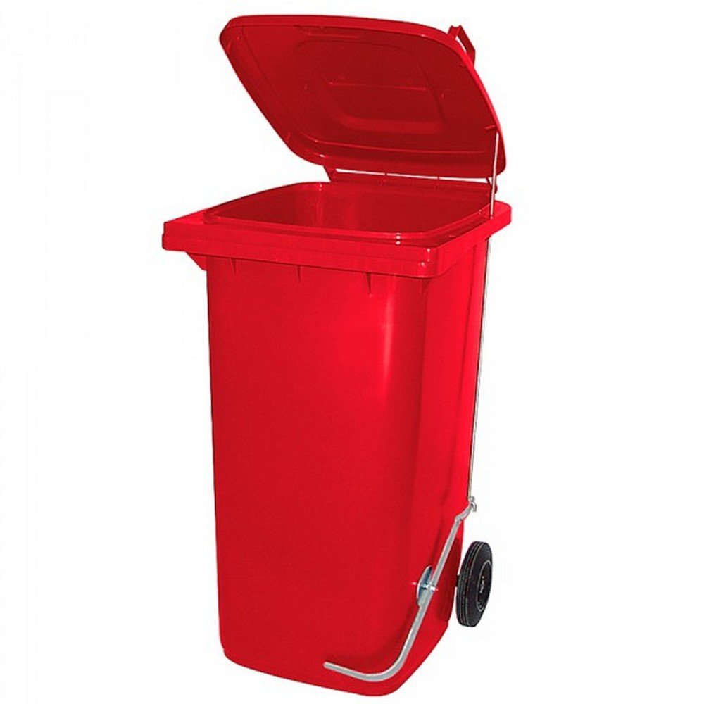BRB 120 Liter Mülltonne/Müllgrossbehälter, mit Fusspedal für handfreie Bedienung (rot), rot