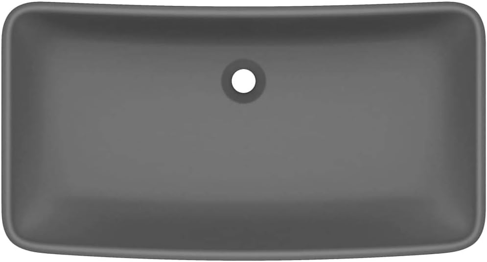 Luxus-Waschbecken Rechteckig Matt Dunkelgrau 71x38 cm Keramik Waschbecken Waschtisch Aufsatzwaschbec