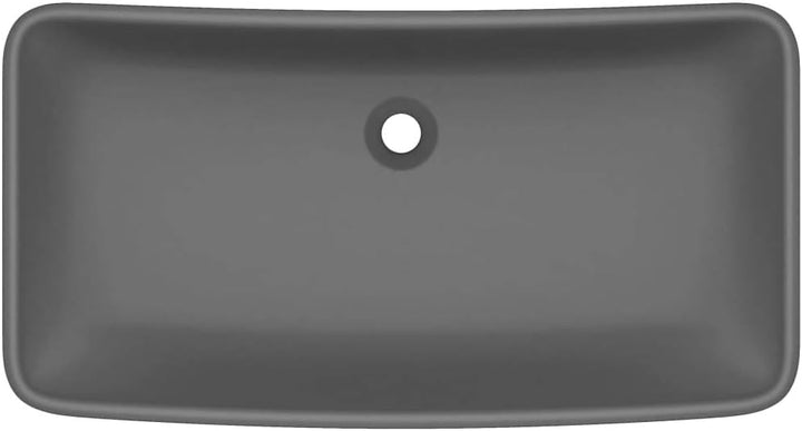 Luxus-Waschbecken Rechteckig Matt Dunkelgrau 71x38 cm Keramik Waschbecken Waschtisch Aufsatzwaschbec