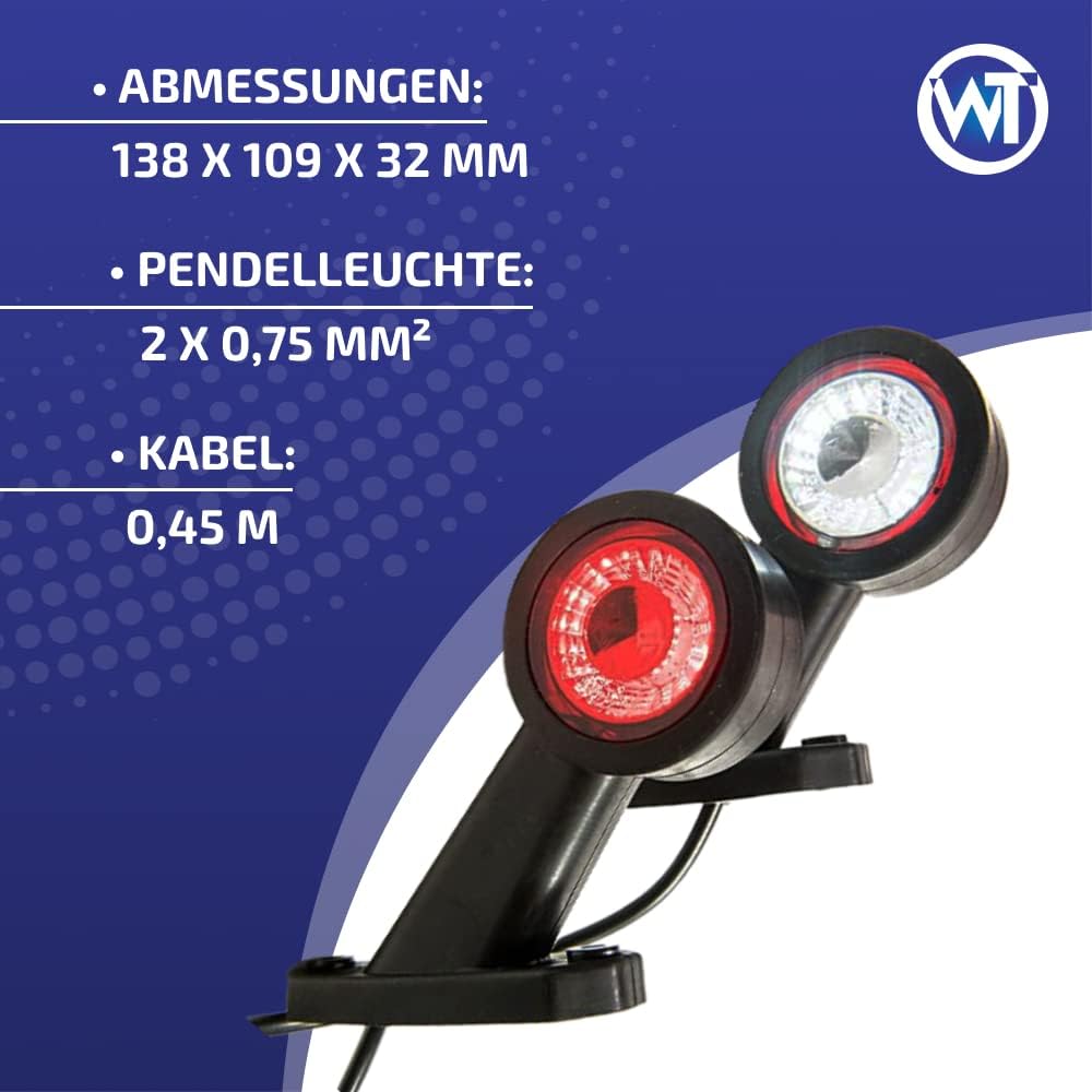 Web Truck 2 x Gummi Begrenzungsleuchte Seitenleuchte Positionsleuchte 12V 24V, weiss, rot, für LKW P