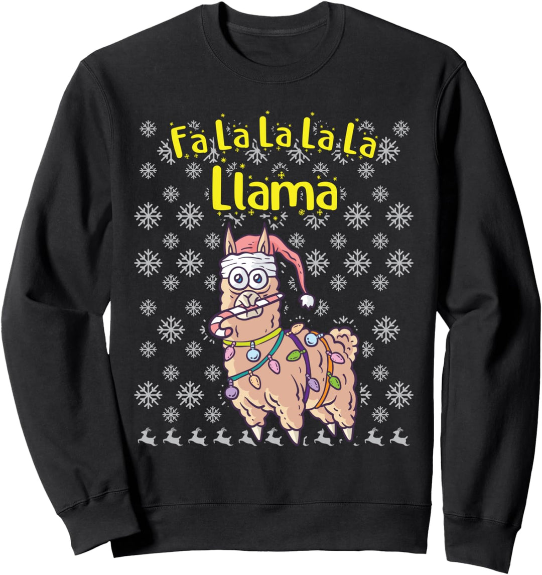 Fleece Navidad Feliz Llamadad Fa La Lama Alpaka Weihnachten Sweatshirt