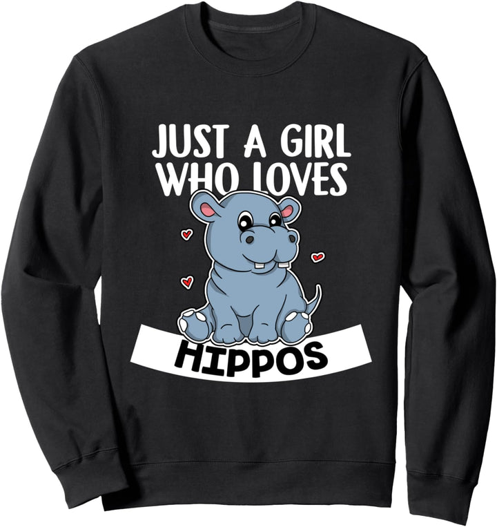 Just A Girl Who Loves Hippos Lustiges Nilpferd Hippo Kostüm Sweatshirt