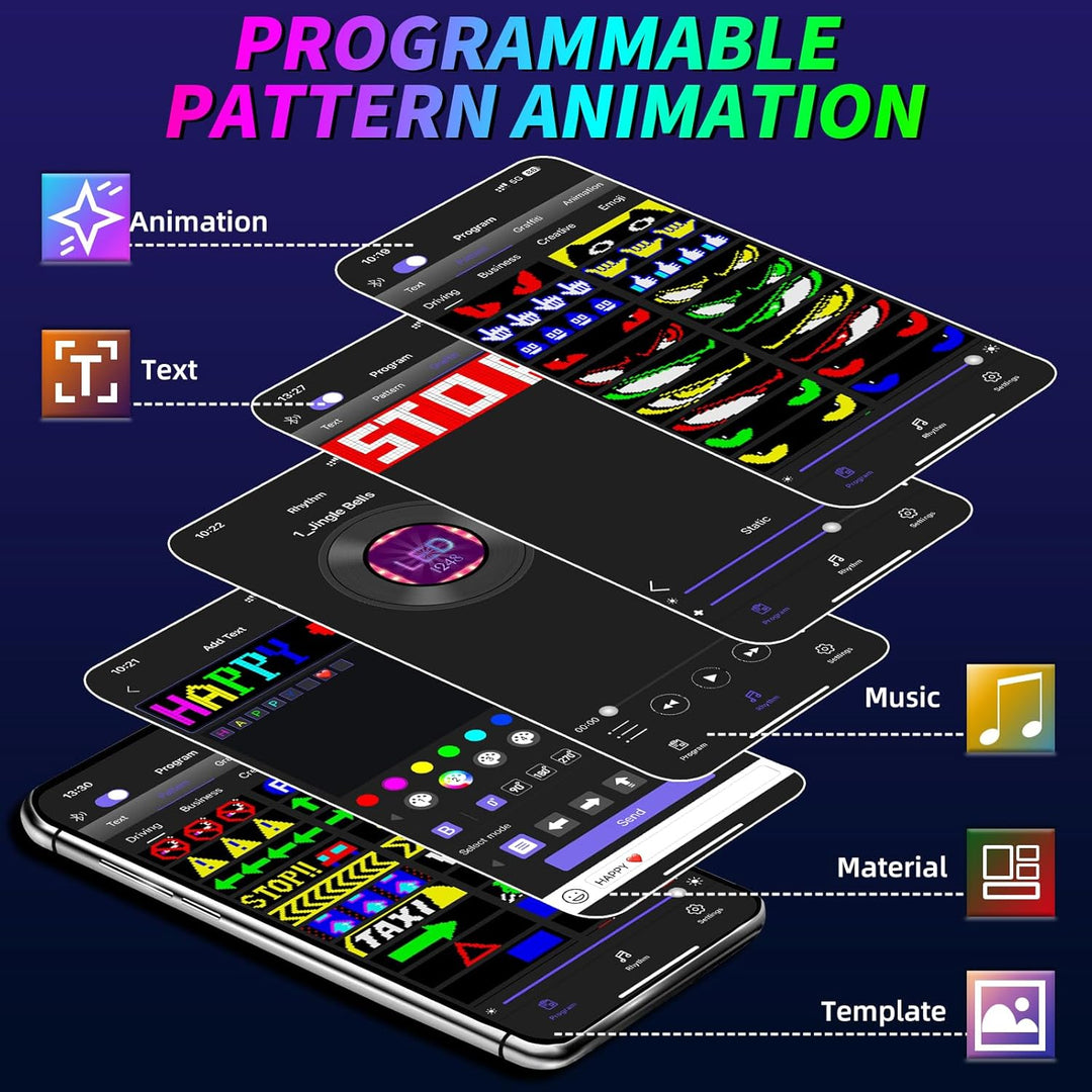Rupse LED-Laufschrift, Flexibler LED Anzeigetafel mit Bluetooth Smart App,LED Namensschild Programmi