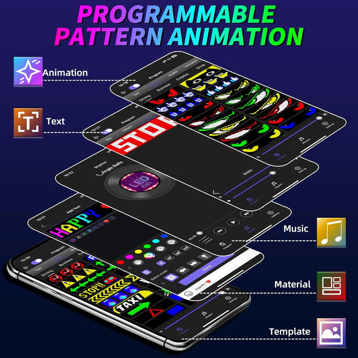 Rupse LED-Laufschrift, Flexibler LED Anzeigetafel mit Bluetooth Smart App,LED Namensschild Programmi