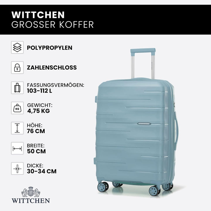 WITTCHEN ARCO Line | Grosser Koffer Reisekoffer | Leichtes Gepäck Polypropylen TSA-Schloss Teleskopg