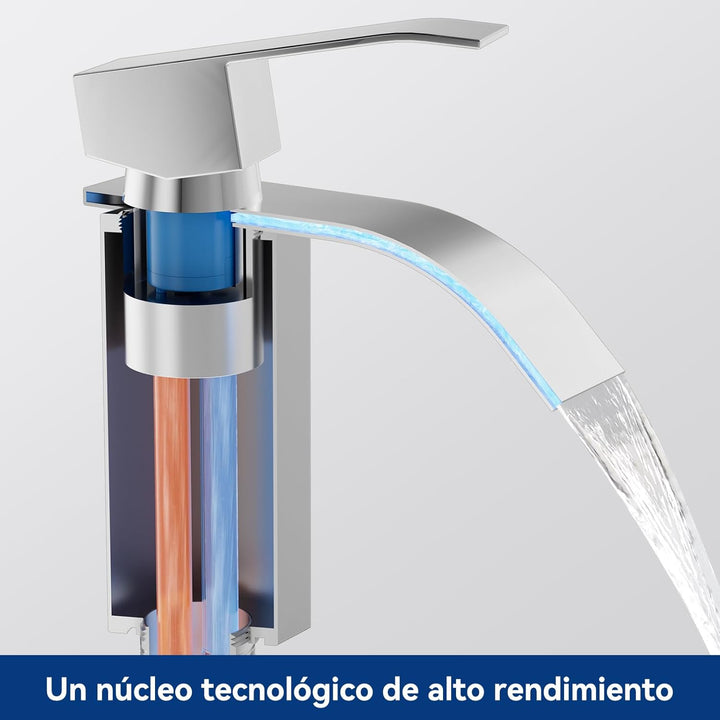 CECIPA Wasserhahn Bad, Waschtischarmatur Wasserfall, Armatur Badezimmer Edelstahl, Waschbecken Armat