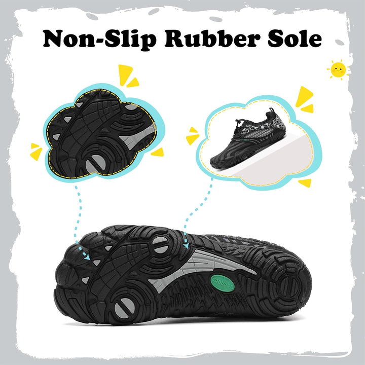 SAGUARO Jungen Mädchen Barfussschuhe Atmungsaktiv Badeschuhe für Kinder Gr.24-36 24 EU Schwarz, 24 E