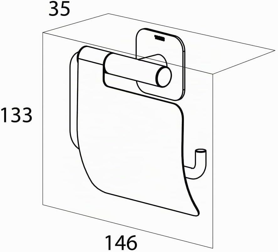 Tiger Colar Toilettenpapierhalter mit Deckel zum Kleben, Edelstahl, Schwarz pulverbeschichtet, mit i