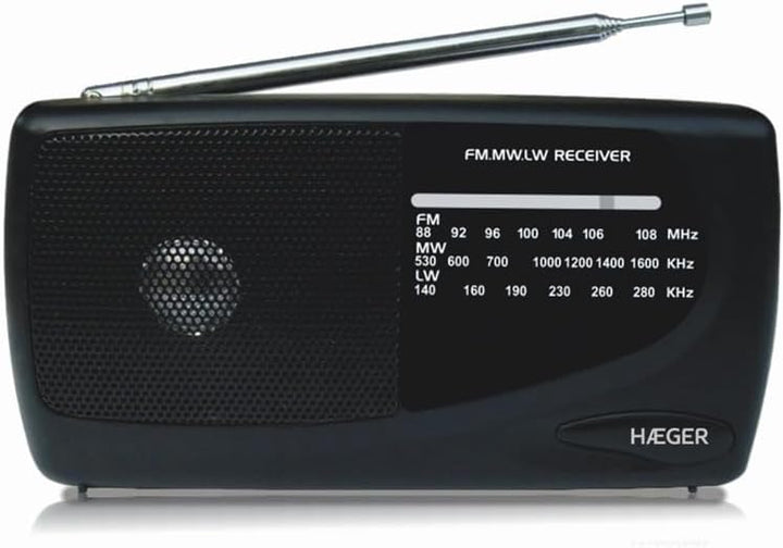 HAEGER Handy Multiband-Radio, tragbar, Am/FM/LW, mit Teleskopantenne, Kopfhöreranschluss