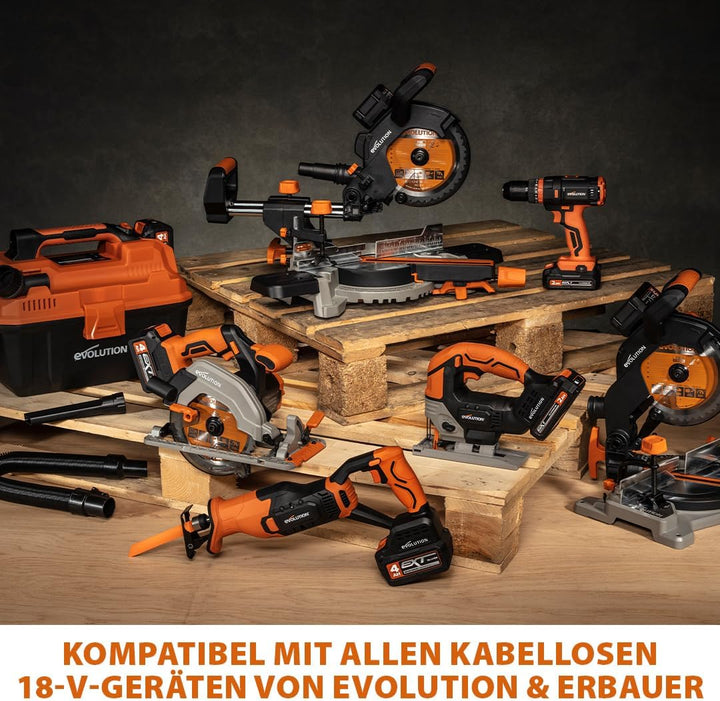 Evolution Power Tools Lithium-Ionen-Akkupack, 4 Ah, 18 V Akku 4Ah, Akku 4Ah