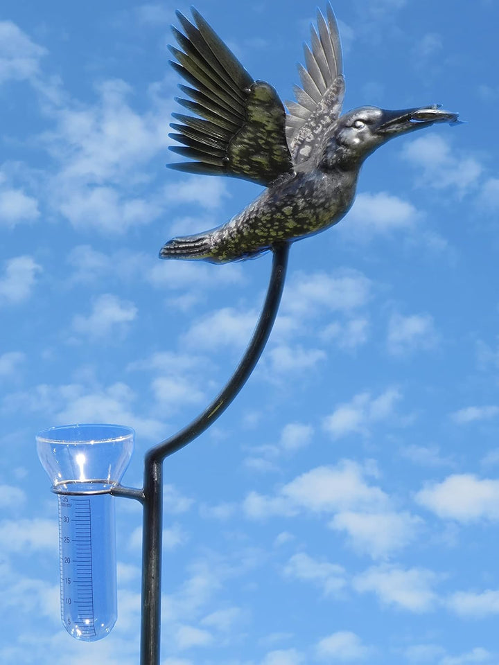 Pommerntraum ® | Edelstahl Regenmesser Niederschlagsmesser Pluviometer Vogel hochwertige Gartendeko