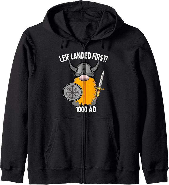 Leif Landed First Wikinger Wichtel Leif Erikson Kapuzenjacke