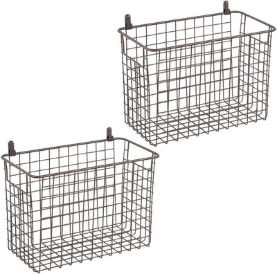 mDesign 2er-Set Wandregal aus Metall – grosser Ablagekorb für Flur, Schlafzimmer und andere Räume –