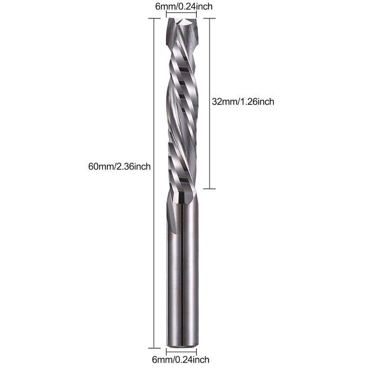 EU_HOZLY 5 Stück Hartmetall-Kompressionsfräser Up&amp;Down 2 Flöten Schaftfräser 6 mm (0,236 Zoll) Schaf