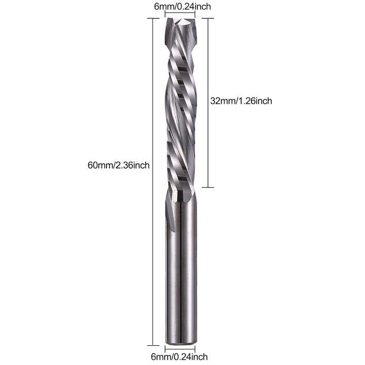 EU_HOZLY 5 Stück Hartmetall-Kompressionsfräser Up&Down 2 Flöten Schaftfräser 6 mm (0,236 Zoll) Schaf