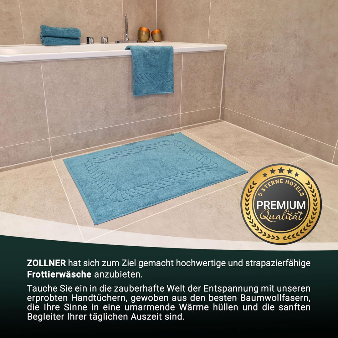 ZOLLNER 2er Set Badematten - weiche und saugstarke Duschvorleger - waschbar bis 95°C - Baumwolle - 5