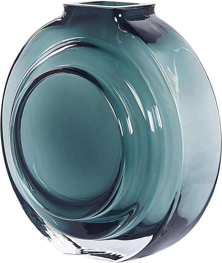 Deko Blumenvase Glas grün / transparent 27 cm rund mit schmaler Öffnung Kapeli