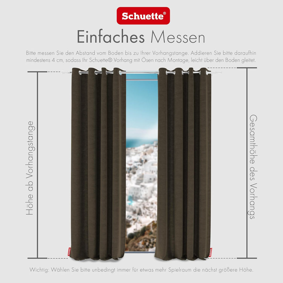 Schuette® Verdunkelungs-Vorhang Gardine mit Ösen ● Millenium Velvet: Bright Lead (Braun) ● 135x130cm