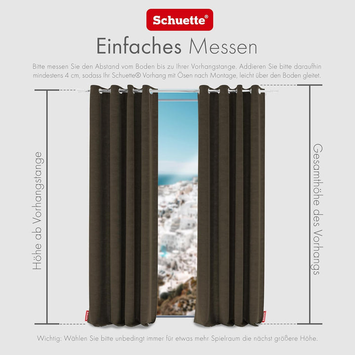 Schuette® Verdunkelungs-Vorhang Gardine mit Ösen ● Millenium Velvet: Bright Lead (Braun) ● 135x130cm