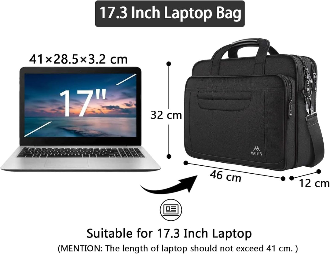 MATEIN Laptoptasche 17,3 Zoll, Gross Laptop Tasche 17 Zoll Aktentasche Herren Wasserdicht Arbeitstas