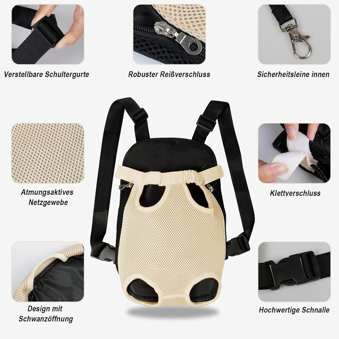 FEimaX Hunde Rucksack Hundetragetasche Verstellbar Frontrucksäcke Atmungsaktiv und Bequem Haustier T